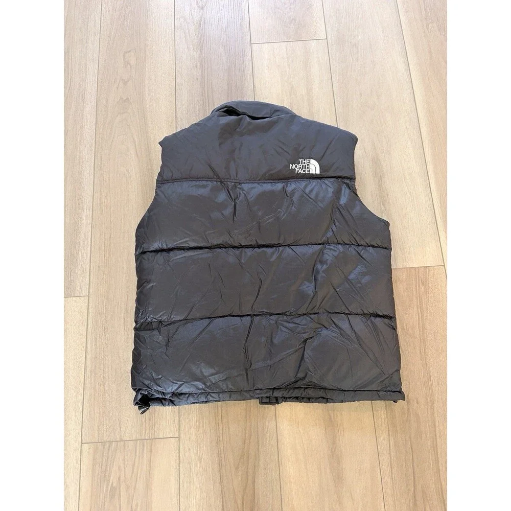 Vtg The North Face Nuptse 700 Goose Down Black Puffer Vest Hood Mens XL BB027